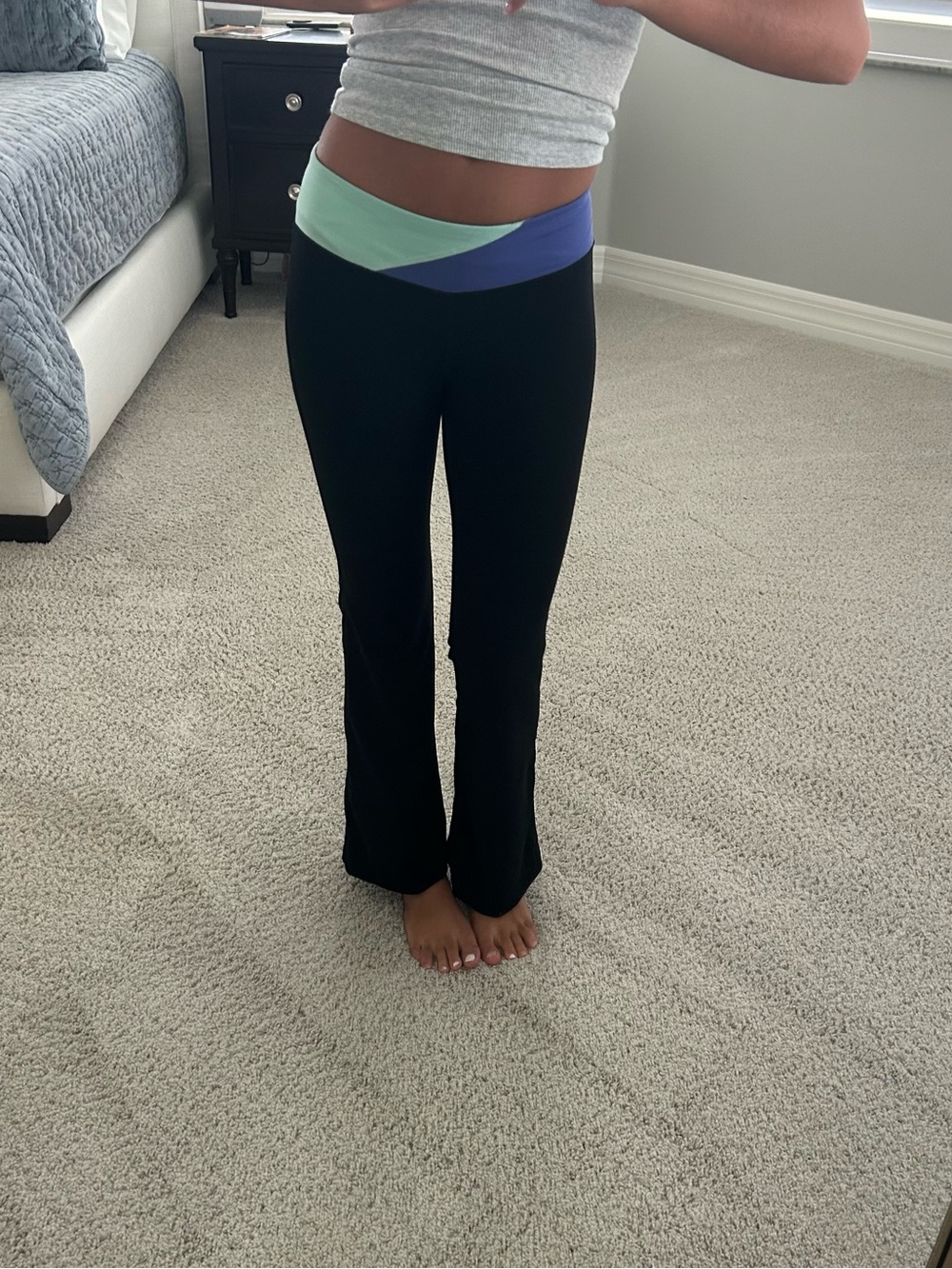 Gap Black Yoga Pants with Mint and Blue Waistband